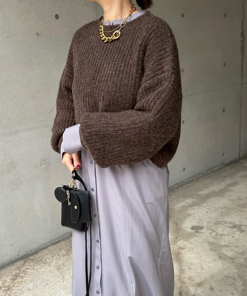 DouDou（ドゥドゥ）の「ショート丈ニット＋ワンピースセット（ワンピース・レディース・ブラウン/グレイッシュベージュ・FREE）」の17枚目の写真