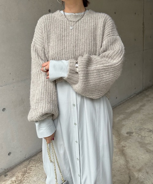 DouDou（ドゥドゥ）の「ショート丈ニット＋ワンピースセット（ワンピース・レディース・ブラウン/グレイッシュベージュ・FREE）」の8枚目の写真