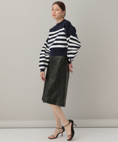 Curensology（カレンソロジー）の「Curensology(カレンソロジー)/コットンジャガードニットプルオーバー（ニット/セーター・レディース・ホワイト/ブラック/ネイビー×ホワイト・FREE）」の9枚目の写真