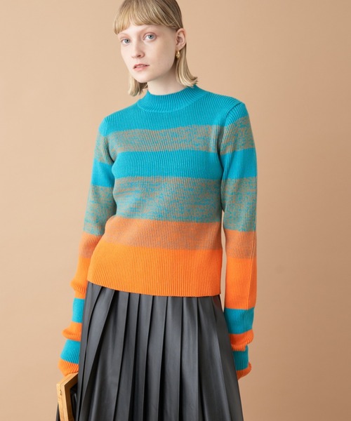 Solace(ソレイス)の「マルチボーダーハイネックニット(ニット/セーター・レディース・ブルー/ブラック/パープル/ミント・FREE)」の10枚目の写真