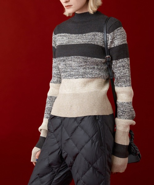 Solace(ソレイス)の「マルチボーダーハイネックニット(ニット/セーター・レディース・ブルー/ブラック/パープル/ミント・FREE)」の9枚目の写真