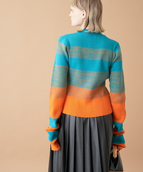 Solace(ソレイス)の「マルチボーダーハイネックニット(ニット/セーター・レディース・ブルー/ブラック/パープル/ミント・FREE)」の13枚目の写真