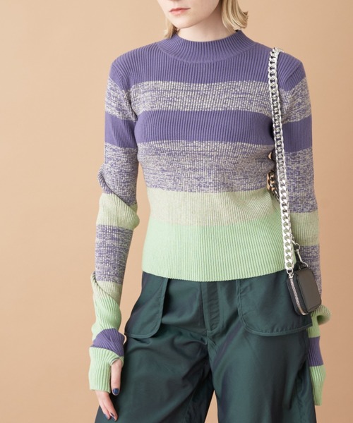 Solace(ソレイス)の「マルチボーダーハイネックニット(ニット/セーター・レディース・ブルー/ブラック/パープル/ミント・FREE)」の20枚目の写真