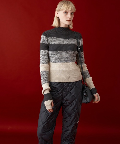 Solace(ソレイス)の「マルチボーダーハイネックニット(ニット/セーター・レディース・ブルー/ブラック/パープル/ミント・FREE)」の5枚目の写真