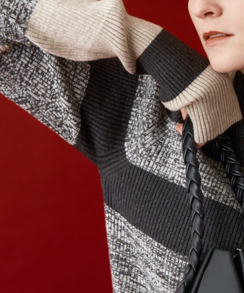 Solace(ソレイス)の「マルチボーダーハイネックニット(ニット/セーター・レディース・ブルー/ブラック/パープル/ミント・FREE)」の15枚目の写真