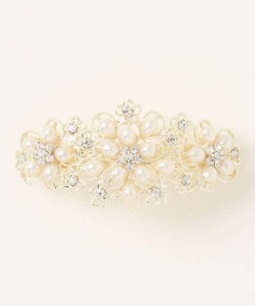 Three Four Time(スリーフォータイム)の「パールフラワーバレッタ【結婚式/パーティ/フォーマル/デイリー】(バレッタ/ヘアクリップ・レディース・シルバー/ゴールド・FREE)」の5枚目の写真