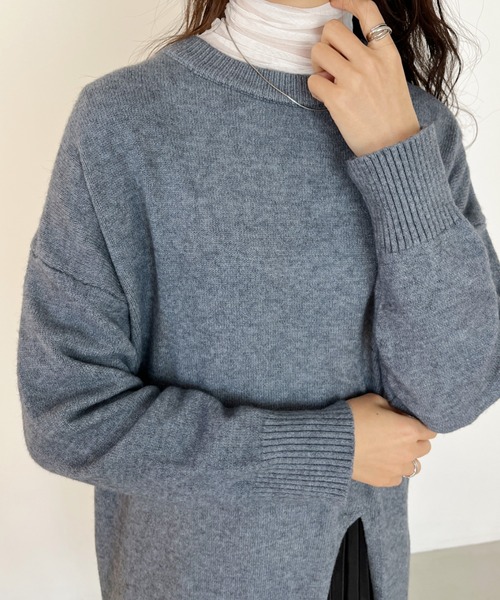 H.Warren(エイチウォーレン)の「スリット入りロングナローニットワンピース(ワンピース・レディース・グレー/ブラック/ホワイト・FREE)」の11枚目の写真