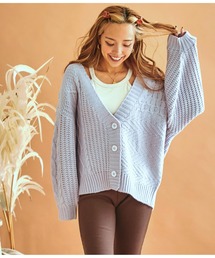 ケーブル切替ユッタリニットカーディガン