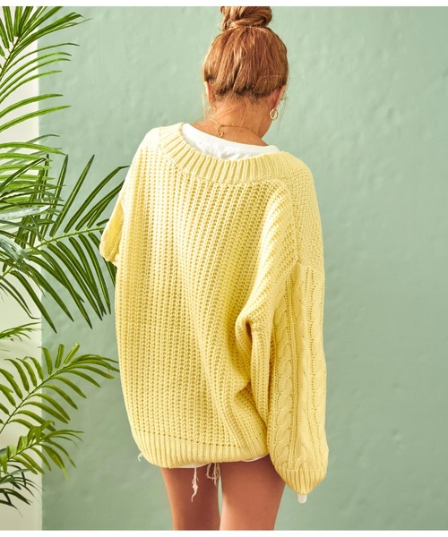 anap mimpi（アナップミンピ）の「ケーブル切替ユッタリニットカーディガン（カーディガン/ボレロ・レディース・イエロー/オレンジ/パープル・FREE）」の8枚目の写真