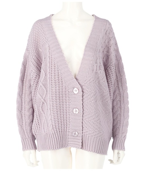 anap mimpi（アナップミンピ）の「ケーブル切替ユッタリニットカーディガン（カーディガン/ボレロ・レディース・イエロー/オレンジ/パープル・FREE）」の12枚目の写真