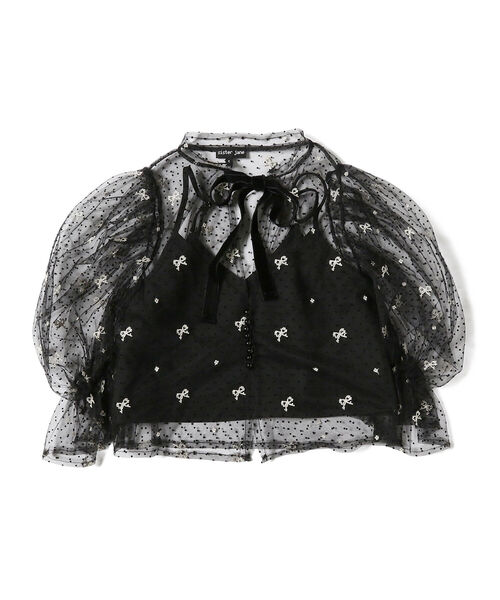Ray BEAMS（レイビームス）の「sister jane / Twirl Embroidered Bow Top（シャツ/ブラウス・レディース・ブラック・SMALL）」の2枚目の写真