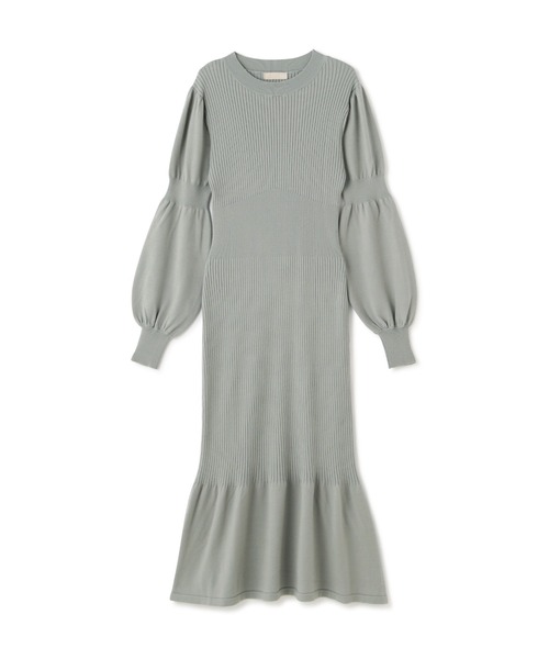 FREE'S MART（フリーズマート）の「パフスリーブマーメイドニットワンピース（ワンピース・レディース・ブラック/ブラウン/ライトグリーン・MEDIUM/SMALL）」の3枚目の写真