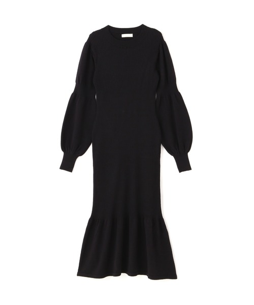 FREE'S MART（フリーズマート）の「パフスリーブマーメイドニットワンピース（ワンピース・レディース・ブラック/ブラウン/ライトグリーン・MEDIUM/SMALL）」の2枚目の写真