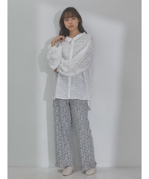 merry jenny（メリージェニー）の「flowerオーバーシャツ（シャツ/ブラウス・レディース・ブラック/オフホワイト/ピンク・FREE）」の10枚目の写真