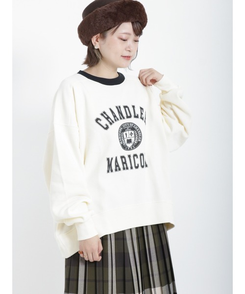 Samansa Mos2（サマンサ モスモス）の「裏起毛配色リブスウェット（Tシャツ/カットソー・レディース・ブラック/ダークブラウン/グリーン/キナリ・ﾌﾘ-）」の2枚目の写真