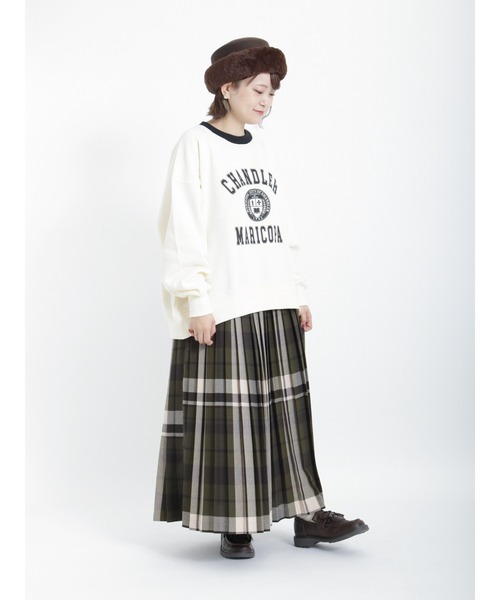 Samansa Mos2（サマンサ モスモス）の「裏起毛配色リブスウェット（Tシャツ/カットソー・レディース・ブラック/ダークブラウン/グリーン/キナリ・ﾌﾘ-）」の12枚目の写真