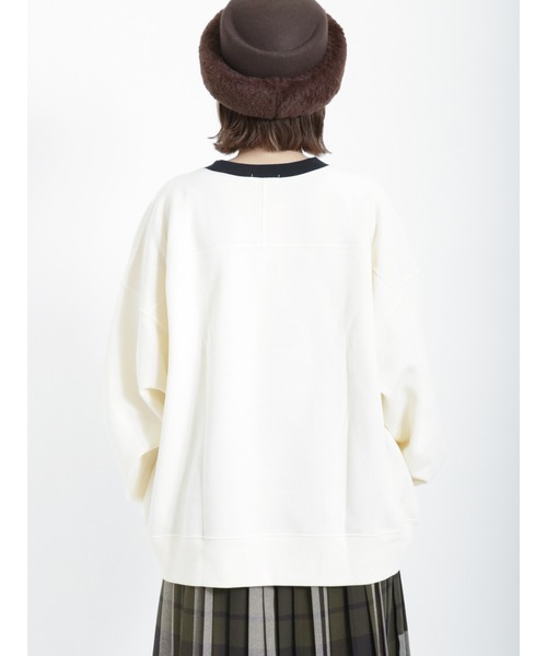 Samansa Mos2（サマンサ モスモス）の「裏起毛配色リブスウェット（Tシャツ/カットソー・レディース・ブラック/ダークブラウン/グリーン/キナリ・ﾌﾘ-）」の15枚目の写真