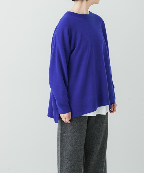 かぐれ（カグレ）の「ウールカシミヤワイドチュニック（ニット/セーター・レディース・ロイヤルブルー/ライトグレー/オリーブ・FREE）」の6枚目の写真