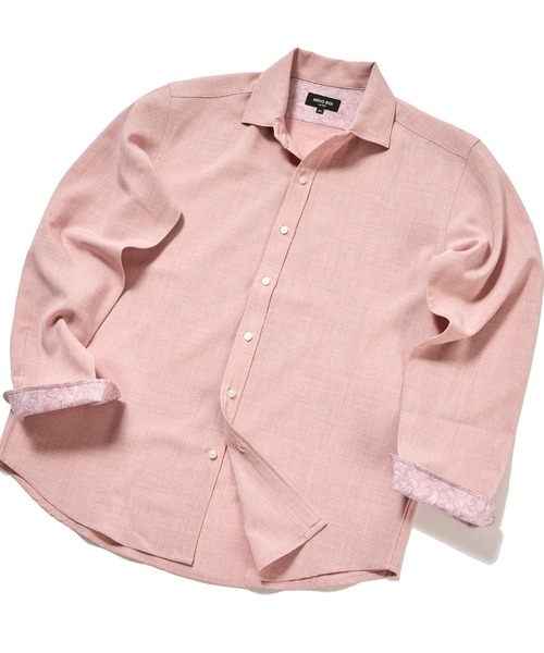 MEN'S BIGI（メンズビギ）の「リネンライクストレッチシャツ（シャツ/ブラウス・メンズ・グリーン/ピンク/ネイビー/ホワイト・01/02/03/04）」の4枚目の写真