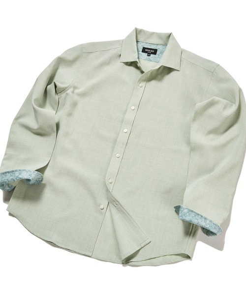 MEN'S BIGI（メンズビギ）の「リネンライクストレッチシャツ（シャツ/ブラウス・メンズ・グリーン/ピンク/ネイビー/ホワイト・01/02/03/04）」の2枚目の写真