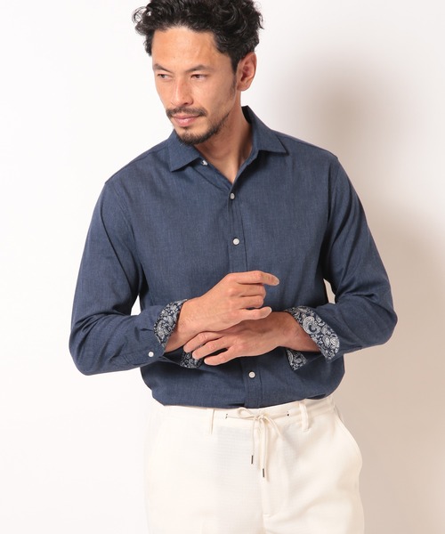 MEN'S BIGI（メンズビギ）の「リネンライクストレッチシャツ（シャツ/ブラウス・メンズ・グリーン/ピンク/ネイビー/ホワイト・01/02/03/04）」の13枚目の写真