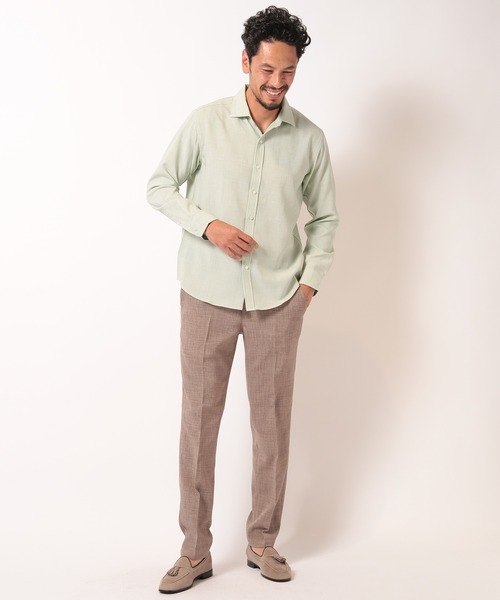 MEN'S BIGI（メンズビギ）の「リネンライクストレッチシャツ（シャツ/ブラウス・メンズ・グリーン/ピンク/ネイビー/ホワイト・01/02/03/04）」の9枚目の写真