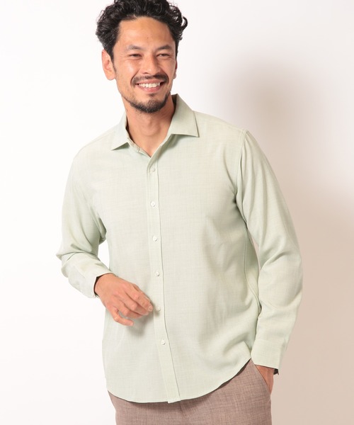MEN'S BIGI（メンズビギ）の「リネンライクストレッチシャツ（シャツ/ブラウス・メンズ・グリーン/ピンク/ネイビー/ホワイト・01/02/03/04）」の16枚目の写真