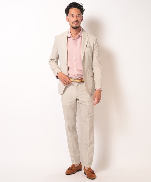 MEN'S BIGI（メンズビギ）の「リネンライクストレッチシャツ（シャツ/ブラウス・メンズ・グリーン/ピンク/ネイビー/ホワイト・01/02/03/04）」の10枚目の写真