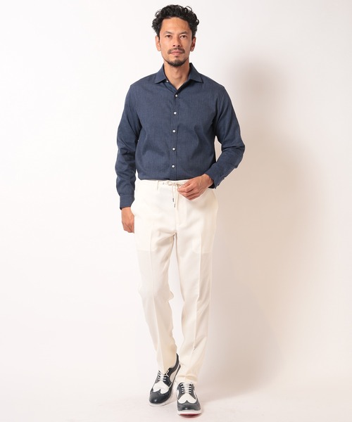 MEN'S BIGI（メンズビギ）の「リネンライクストレッチシャツ（シャツ/ブラウス・メンズ・グリーン/ピンク/ネイビー/ホワイト・01/02/03/04）」の6枚目の写真