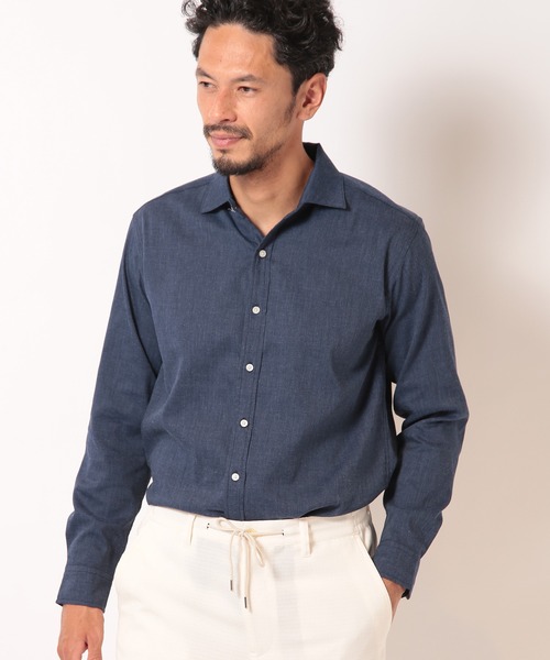 MEN'S BIGI（メンズビギ）の「リネンライクストレッチシャツ（シャツ/ブラウス・メンズ・グリーン/ピンク/ネイビー/ホワイト・01/02/03/04）」の12枚目の写真
