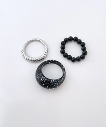 UNE MANSION | ラウンドシェープフェイクパール3ピースリングセット(リング)