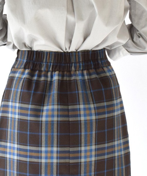 e-zakkamania stores（イーザッカマニアストアーズ）の「チェック柄 ハイウエスト Iラインスカート（スカート・レディース・ブラウン/グリーン・フリー）」の10枚目の写真