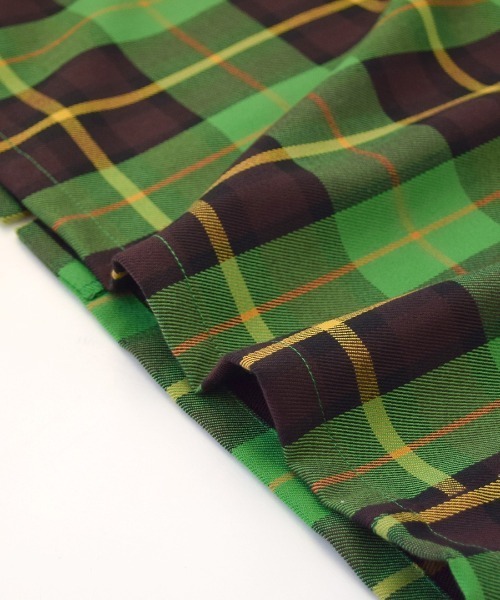 e-zakkamania stores（イーザッカマニアストアーズ）の「チェック柄 ハイウエスト Iラインスカート（スカート・レディース・ブラウン/グリーン・フリー）」の14枚目の写真
