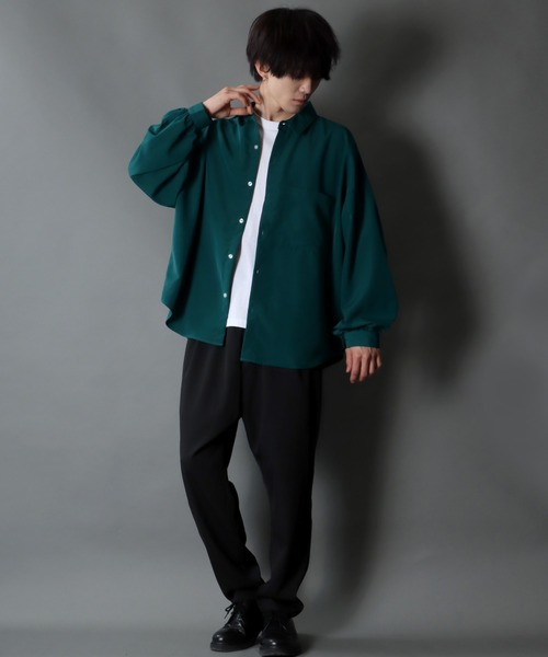 SITRY(シトリー)の「Balloon Sleeve Oversize Drop shoulder Shirt/バルーンスリーブ オーバーサイズ ドロップショルダーシャツ(シャツ/ブラウス・メンズ・モカ/ホワイト/サックスブルー/ブラック/グリーン/ベージュ・L/XL/M)」の22枚目の写真