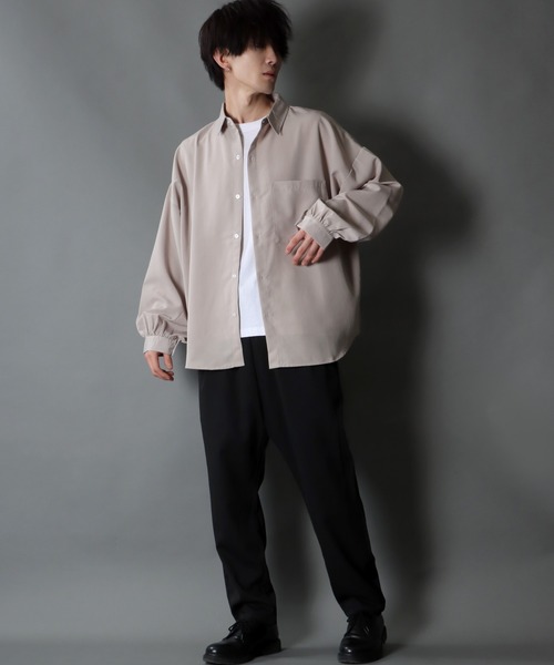 SITRY(シトリー)の「Balloon Sleeve Oversize Drop shoulder Shirt/バルーンスリーブ オーバーサイズ ドロップショルダーシャツ(シャツ/ブラウス・メンズ・モカ/ホワイト/サックスブルー/ブラック/グリーン/ベージュ・L/XL/M)」の19枚目の写真