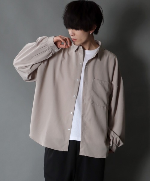 SITRY(シトリー)の「Balloon Sleeve Oversize Drop shoulder Shirt/バルーンスリーブ オーバーサイズ ドロップショルダーシャツ(シャツ/ブラウス・メンズ・モカ/ホワイト/サックスブルー/ブラック/グリーン/ベージュ・L/XL/M)」の10枚目の写真