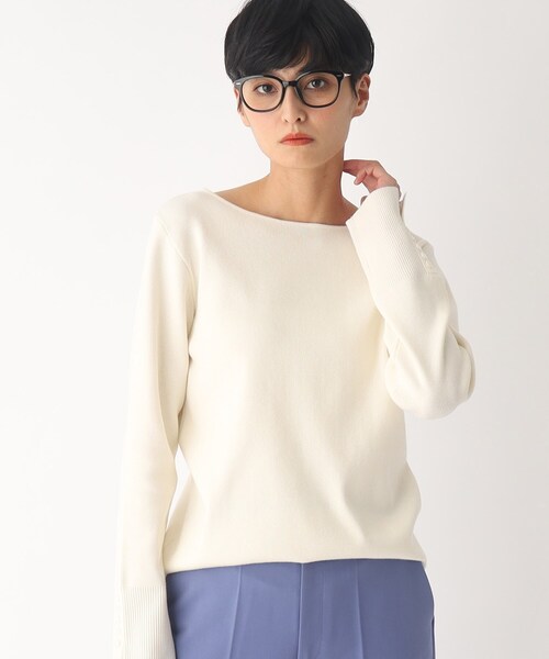 OPAQUE.CLIP（オペークドットクリップ）の「◆シルキーブレンドボタン デザインスリーブニットプルオーバー（ニット/セーター・レディース・ブラック/ダークグリーン/ベージュ/ホワイト系/ホワイト系5/ピンク系・36/38/40/42）」の8枚目の写真