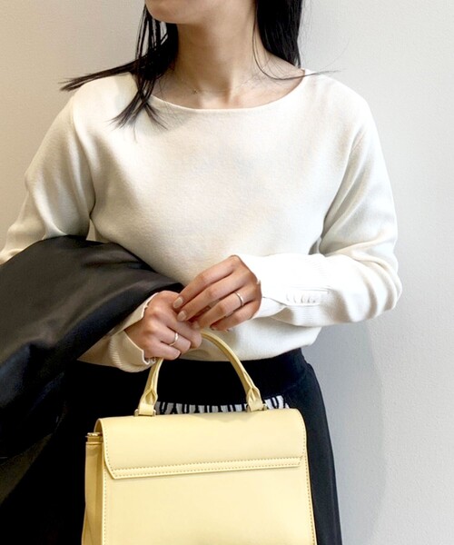 OPAQUE.CLIP（オペークドットクリップ）の「◆シルキーブレンドボタン デザインスリーブニットプルオーバー（ニット/セーター・レディース・ブラック/ダークグリーン/ベージュ/ホワイト系/ホワイト系5/ピンク系・36/38/40/42）」の13枚目の写真