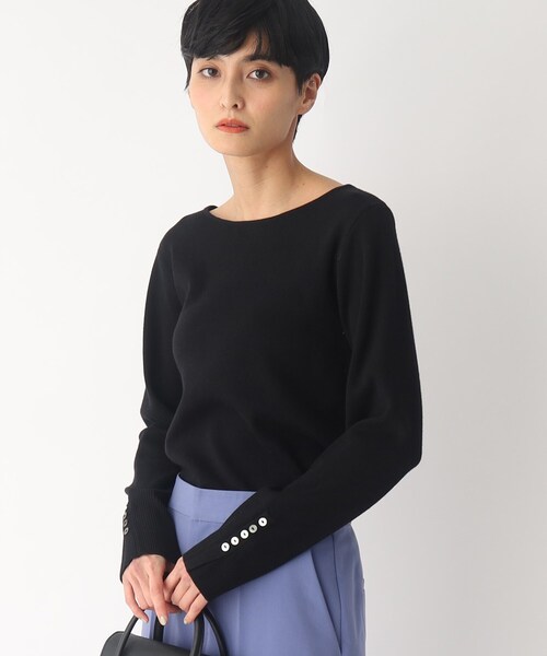OPAQUE.CLIP（オペークドットクリップ）の「◆シルキーブレンドボタン デザインスリーブニットプルオーバー（ニット/セーター・レディース・ブラック/ダークグリーン/ベージュ/ホワイト系/ホワイト系5/ピンク系・36/38/40/42）」の14枚目の写真