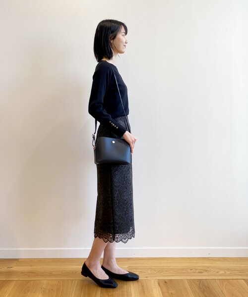 OPAQUE.CLIP（オペークドットクリップ）の「◆シルキーブレンドボタン デザインスリーブニットプルオーバー（ニット/セーター・レディース・ブラック/ダークグリーン/ベージュ/ホワイト系/ホワイト系5/ピンク系・36/38/40/42）」の20枚目の写真