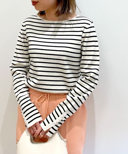 OPAQUE.CLIP（オペークドットクリップ）の「◆シルキーブレンドボタン デザインスリーブニットプルオーバー（ニット/セーター・レディース・ブラック/ダークグリーン/ベージュ/ホワイト系/ホワイト系5/ピンク系・36/38/40/42）」の3枚目の写真