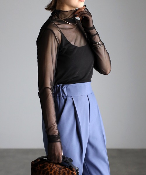 Bonjour Sagan（ボンジュールサガン）の「メッシュハイネックプルオーバー（Tシャツ/カットソー・レディース・ブラック・FREE）」の3枚目の写真