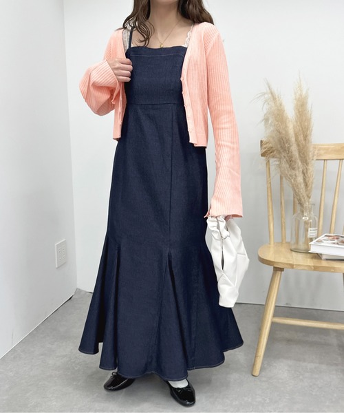 ☘️25新作 ♡ Aje アジュ デニムキャミワンピース 新品♡　015 apres jour ワンピース 「apres mimi」フリンジデニムキャミ