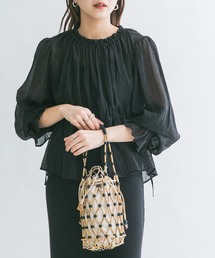 ウエストギャザリングシアーブラウス