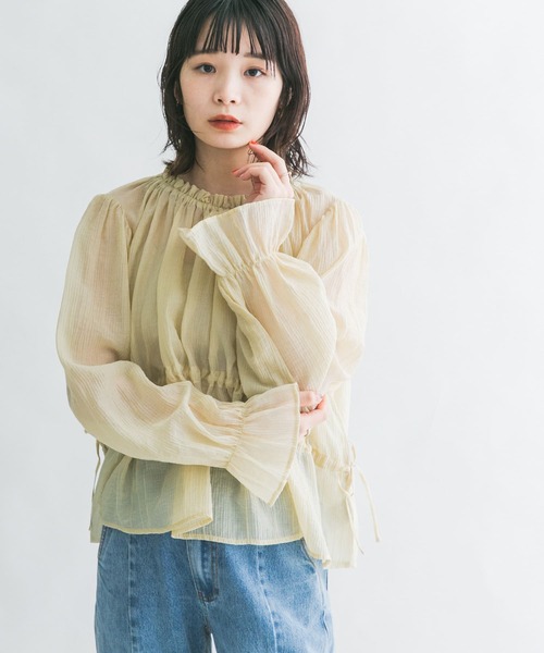 KBF(ケイビーエフ)の「ウエストギャザリングシアーブラウス(シャツ/ブラウス・レディース・ブラック/アイボリー/ベージュ系その他・ONE)」の20枚目の写真