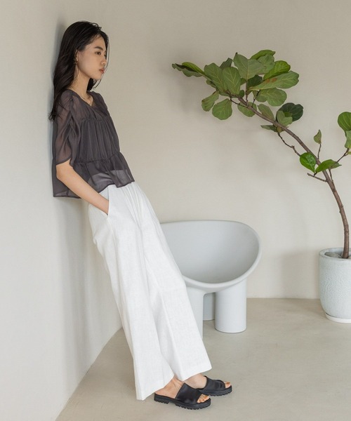 eL（エル）の「【eL】Manish Wide Pants/196481（その他パンツ・レディース・ホワイト/ブラック/ナチュラル・FREE）」の4枚目の写真