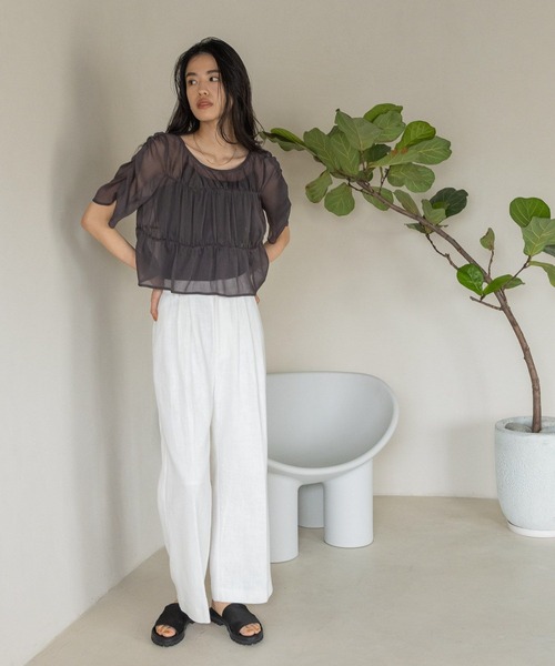 eL（エル）の「【eL】Manish Wide Pants/196481（その他パンツ・レディース・ホワイト/ブラック/ナチュラル・FREE）」の13枚目の写真