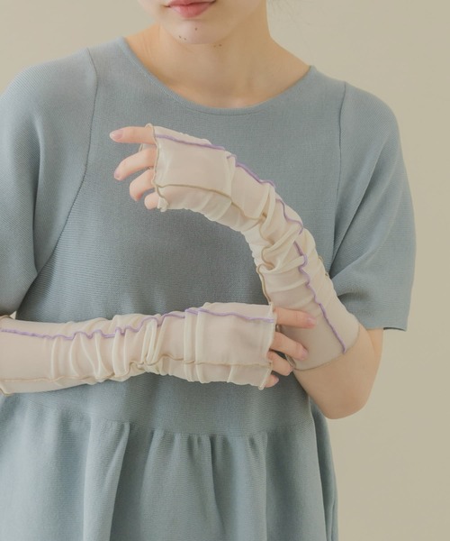 SMELLY（スメリー）の「シアーメローアームカバー（アームカバー・レディース・ブルー/ホワイト/ミント・-）」の2枚目の写真