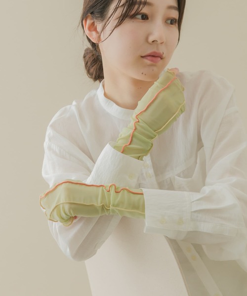 SMELLY（スメリー）の「シアーメローアームカバー（アームカバー・レディース・ブルー/ホワイト/ミント・-）」の3枚目の写真