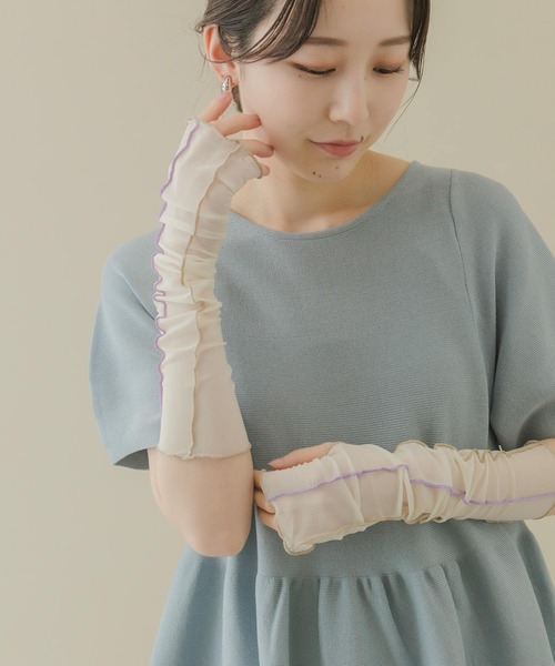 SMELLY（スメリー）の「シアーメローアームカバー（アームカバー・レディース・ブルー/ホワイト/ミント・-）」の14枚目の写真